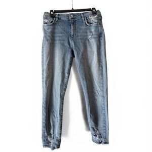 AGOLDE Women’s Size 29 Cropped Jeans High Rise Straight Raw Hem Denim 25” Inseam